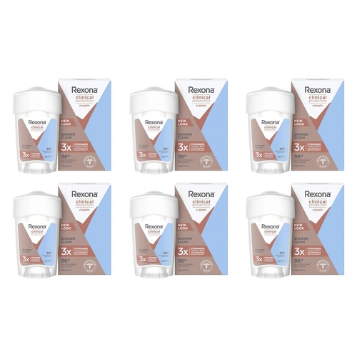 Rexona Antiperspirant Cream Clinical Shower Clean 45mL Pack of 6