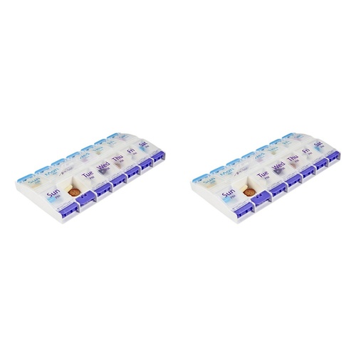 Making Life Easy Pill Reminder 7 Day AM/PM Push Button Pack of 2