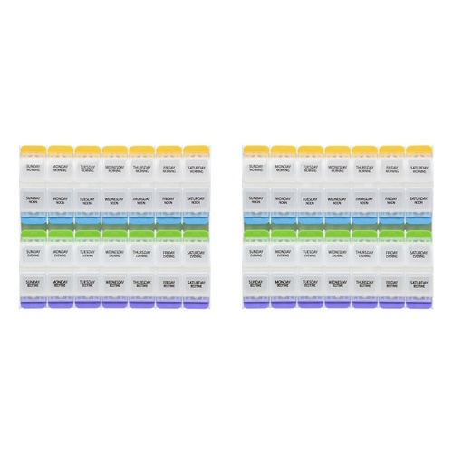 Making Life Easy Pill Plan 4-A-Day Weekly Push Button Pack of 2