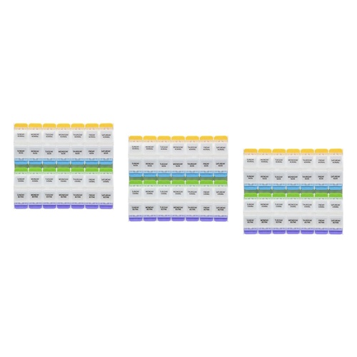 Making Life Easy Pill Plan 4-A-Day Weekly Push Button Pack of 3
