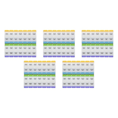 Making Life Easy Pill Plan 4-A-Day Weekly Push Button Pack of 5