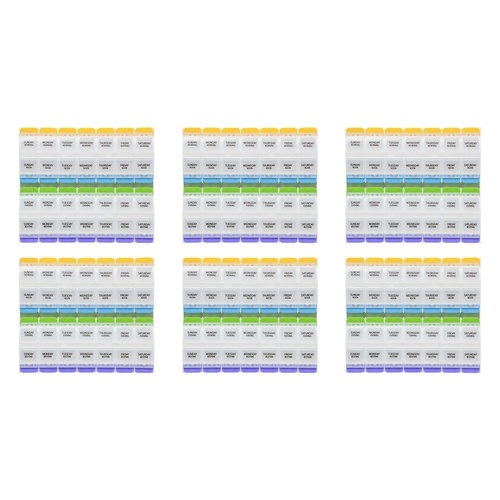 Making Life Easy Pill Plan 4-A-Day Weekly Push Button Pack of 6