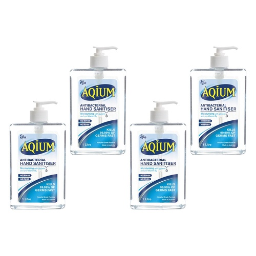 Ego Aqium Antibacterial Hand Sanitiser Gel 1L Pack of 4