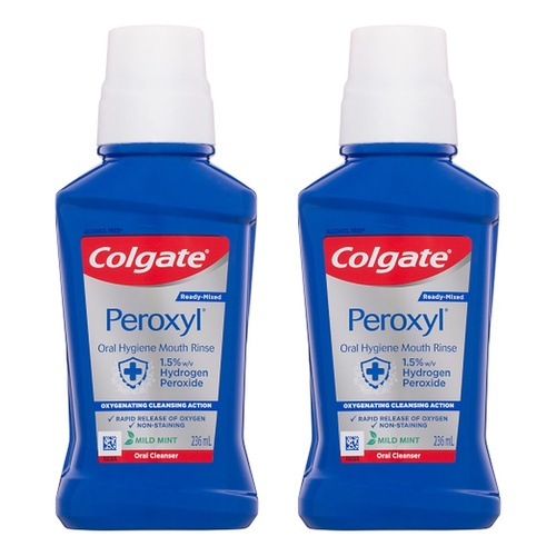 Colgate Peroxyl Oral Cleanser Alcohol Free Mint Flavour 236mL Pack of 2