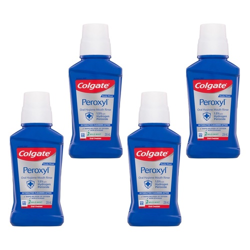 Colgate Peroxyl Oral Cleanser Alcohol Free Mint Flavour 236mL Pack of 4