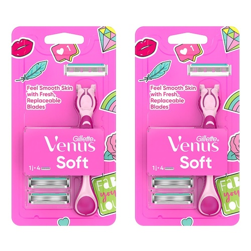 Gillette Simply Venus Razor Handle & 4 Blade Refills Pack of 2
