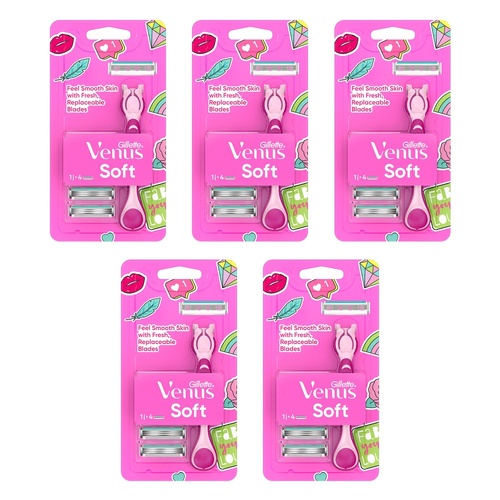 Gillette Simply Venus Razor Handle & 4 Blade Refills Pack of 5
