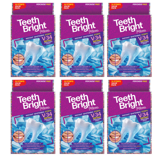 7TH Heaven Teeth Bright Peroxide Free Whitening Strips 14 Pack x6