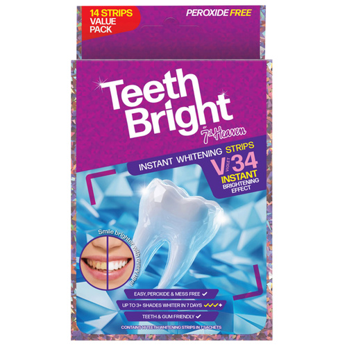 7TH Heaven Teeth Bright Advanced Whitening Strips Peroxide Free 14 Pack
