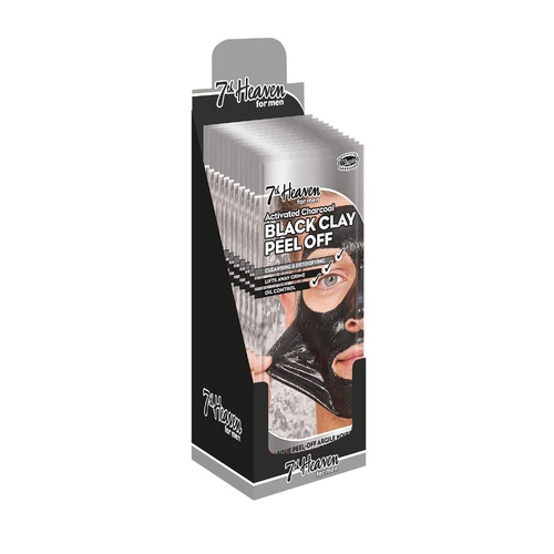 7th Heaven for Men Charcoal Black Clay Peel-Off Display of 12