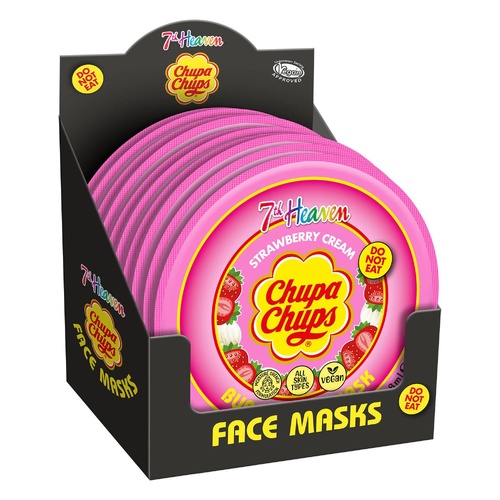7th Heaven Chupa Chups Strawberry Cream Mask Display of 18