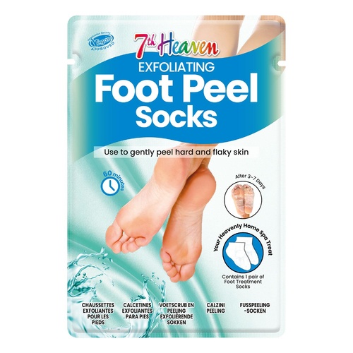 7th Heaven Exfoliating Foot Peel Socks Counter Display of 12