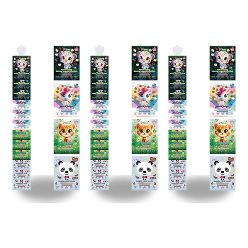 7th Heaven Animal Face Masks Assorted Clip Strip of 12 Bundle of 3