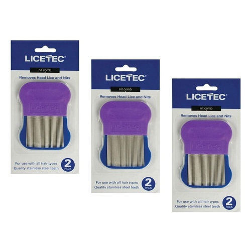 Licetec Metal Nit Comb 2 Pack Bundle of 3