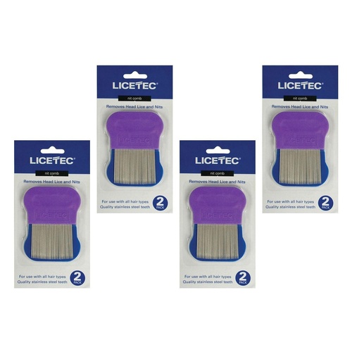 Licetec Metal Nit Comb 2 Pack Bundle of 4