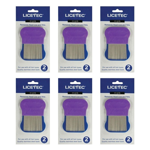 Licetec Metal Nit Comb 2 Pack Bundle of 6