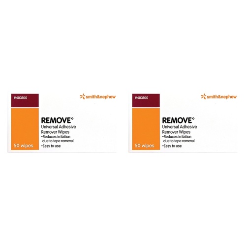Smith & Nephew REMOVE Adhesive Remover Wipes 50 Pack Bundle of 2