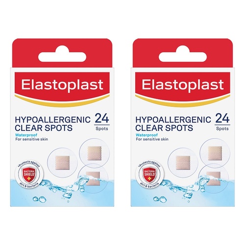 Elastoplast Hypoallergenic Clear Spots 24 Pack Bundle of 2