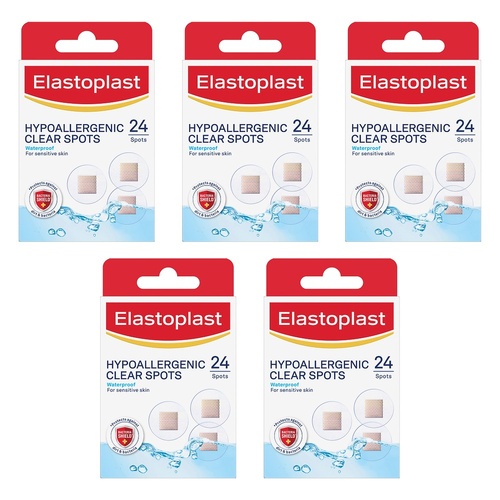 Elastoplast Hypoallergenic Clear Spots 24 Pack Bundle of 5