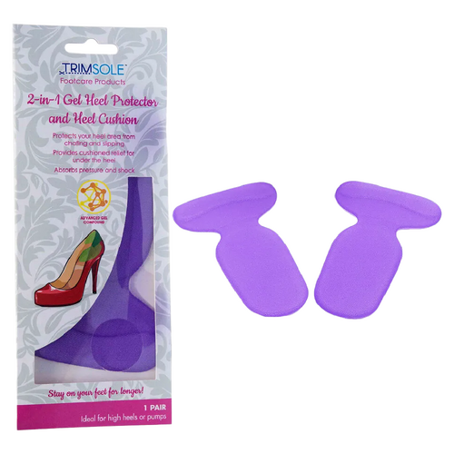 Trimsole 2 in 1 Gel Heel Protector Cushion Anti Slip Inserts 1 Pair