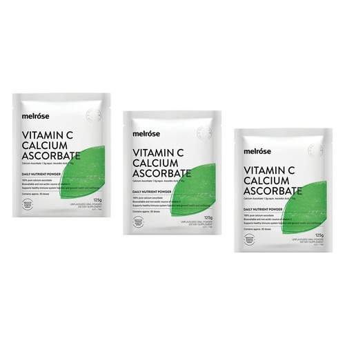 Melrose Health Vitamin C Calcium Ascorbate Powder 125g x 8 Bundle of 3