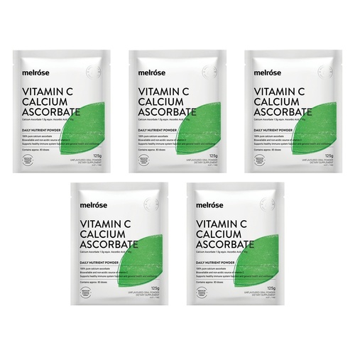 Melrose Health Vitamin C Calcium Ascorbate Powder 125g x 8 Bundle of 5
