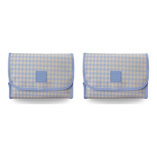 Tender Love + Carry Blue Cream Houndstooth Roll-Up Toiletry Bag 25 x 18 x 8 cm Pack of 2