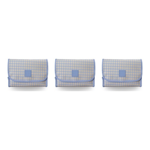 Tender Love + Carry Blue Cream Houndstooth Roll-Up Toiletry Bag 25 x 18 x 8 cm Pack of 3