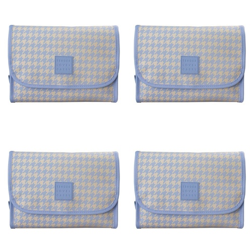 Tender Love + Carry Blue Cream Houndstooth Roll-Up Toiletry Bag 25 x 18 x 8 cm Pack of 4