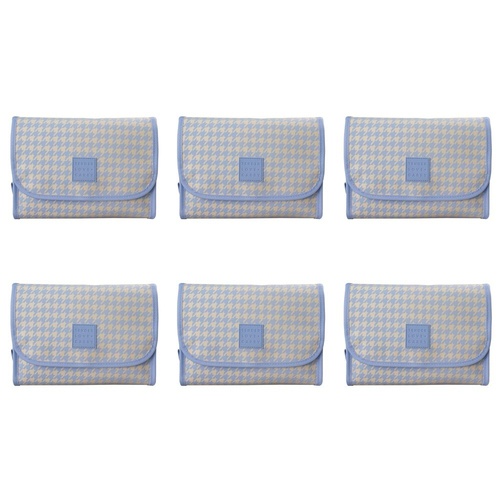 Tender Love + Carry Blue Cream Houndstooth Roll-Up Toiletry Bag 25 x 18 x 8 cm Pack of 6