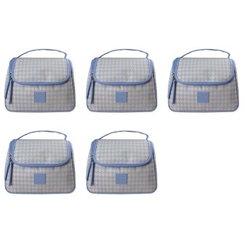 Tender Love + Carry Blue Cream Houndstooth Weekender Wash Bag 26 x 18 x 10 cm Pack of 5