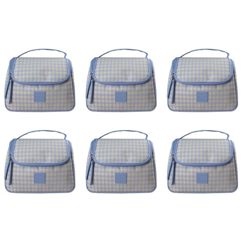 Tender Love + Carry Blue Cream Houndstooth Weekender Wash Bag 26 x 18 x 10 cm Pack of 6