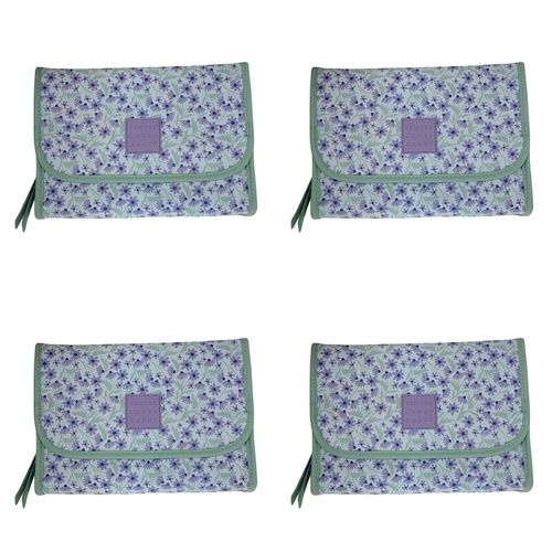 Tender Love + Carry Lavender Daisy Crush Roll-Up Toiletry Bag 25 x 18 x 8 cm Pack of 4