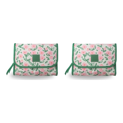 Tender Love + Carry Pink Flower Market Roll-Up Toiletry Bag 25 x 18 x 8 cm Pack of 2