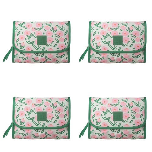 Tender Love + Carry Pink Flower Market Roll-Up Toiletry Bag 25 x 18 x 8 cm Pack of 4