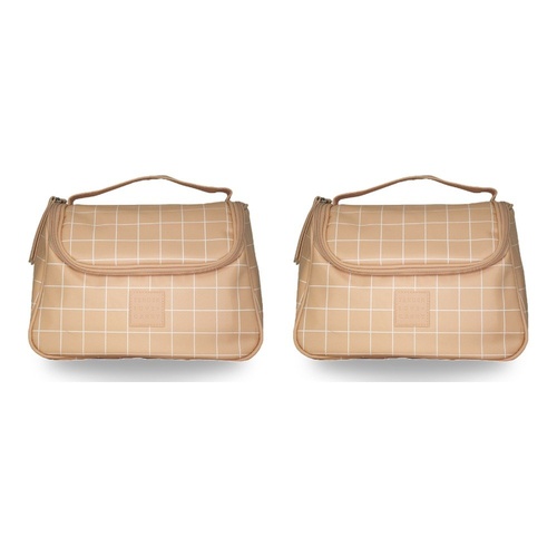 Tender Love + Carry Pink Grid Weekender Wash Bag 26 x 18 x 10 cm Pack of 2