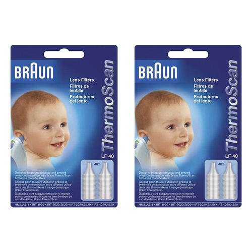 Braun ThermoScan IR Ear Thermometer Lens Filters 40 Pack Bundle of 2