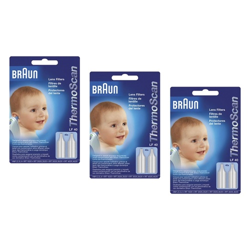 Braun ThermoScan IR Ear Thermometer Lens Filters 40 Pack Bundle of 3