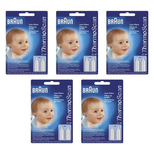 Braun ThermoScan IR Ear Thermometer Lens Filters 40 Pack Bundle of 5