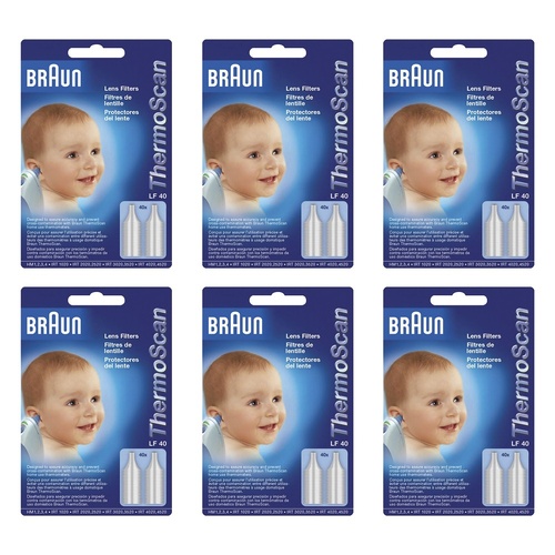 Braun ThermoScan IR Ear Thermometer Lens Filters 40 Pack Bundle of 6