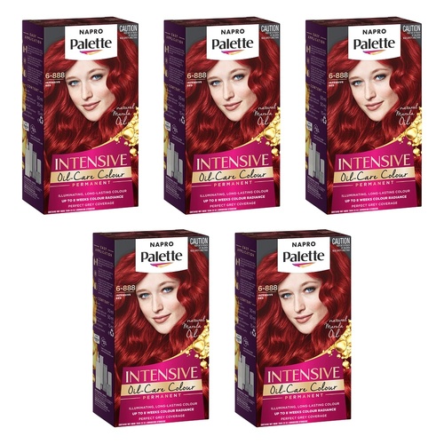 Napro Palette Permanent Hair Colour 6-888 Intensive Red x 3 Bundle of 5