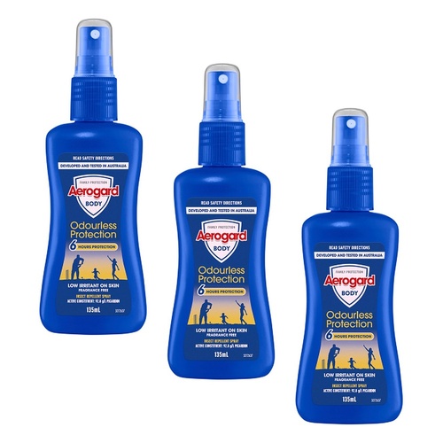 Aerogard Odourless Low Irritant Pump Spray 135mL Pack of 3