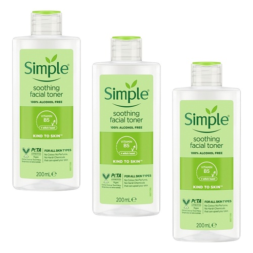 Simple Kind To Skin Soothing Facial Toner 200mL Pack of 3