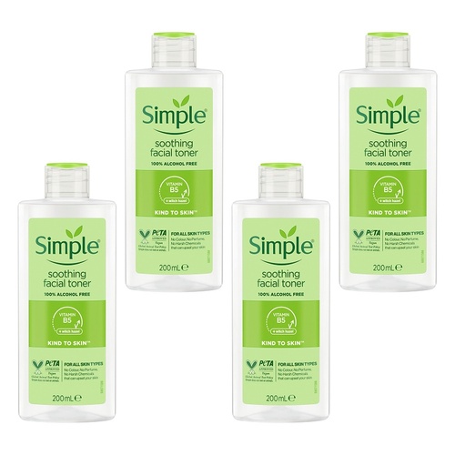 Simple Kind To Skin Soothing Facial Toner 200mL Pack of 4