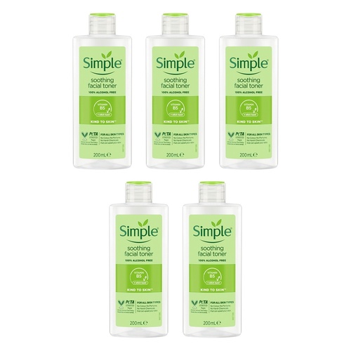 Simple Kind To Skin Soothing Facial Toner 200mL Pack of 5