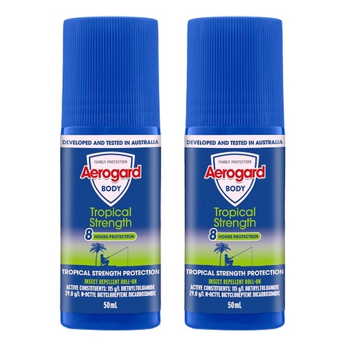Aerogard Tropical Strength Insect Repellent Roll On 50mL Pack of 2