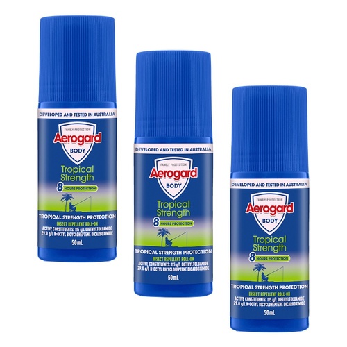 Aerogard Tropical Strength Insect Repellent Roll On 50mL Pack of 3