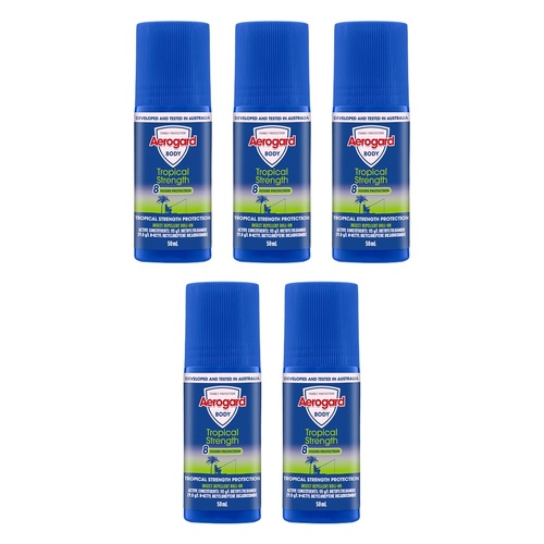Aerogard Tropical Strength Insect Repellent Roll On 50mL Pack of 5