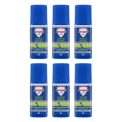 Aerogard Tropical Strength Insect Repellent Roll On 50mL Pack of 6