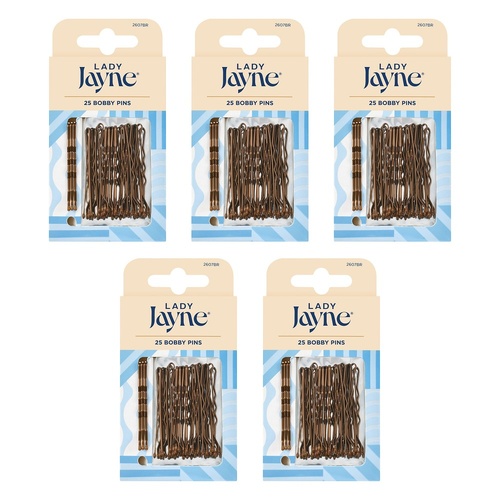 Lady Jayne Brown Bobby Pins 25 Pack Bundle of 5